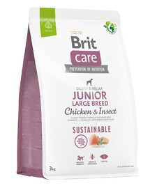 BRIT Care Sustainable Junior Large Breed su vištiena ir vabzdžiais 3 kg