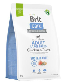 BRIT CARE Sustainable Adult Large breed chicken insekt suaugusiems didelių veislių šunims su vištiena ir vabzdžiais 3 kg
