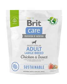 BRIT CARE Sustainable Adult Large breed chicken insekt suaugusiems didelių veislių šunims su vištiena ir vabzdžiais 1kg