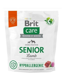 BRIT CARE Hypoallergenic Senior Lamb 1kg seniems šunims su ėriena