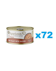 APPLAWS Cat Senior Tuna with Salmon in Jelly tunas su lašiša drebučiuose senjorams 72x70g