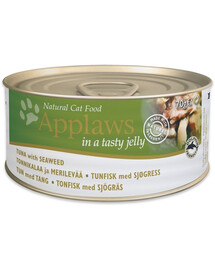 APPLAWS Cat Adult Tuna with Seaweed in Jelly tunas su jūros dumbliais drebučiuose 72x70 g