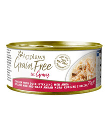 APPLAWS Cat Adult Grain Free in Gravy Chicken with Duck vištiena su antiena padaže 72x70 g