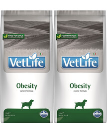 FARMINA Vet Life Obesity Dog 12 kg Dietinis visavertis sausas pašaras šunims skirtas cukraus apykaitai reguliuoti  2 vnt