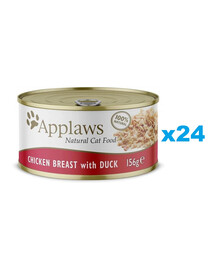 APPLAWS Cat Adult Chicken Breast with Duck in Broth vištienos krūtinėlė su antiena sultinyje 24x156g