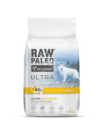 RAW PALEO Ultra Turkey Medium&Large Adult 2kg vidutinių ir didelių veislių šunims kalakutiena