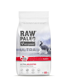 RAW PALEO Ultra Beef Medium&Large Puppy 10kg jautiena vidutinių ir didelių veislių šuniukams