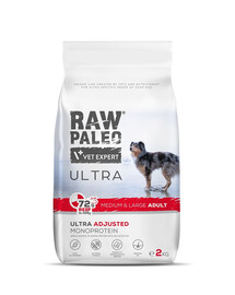 RAW PALEO Ultra Beef Medium&Large Adult 2kg jautiena suaugusiems vidutinių ir didelių veislių šunims