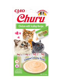 INABA Churu Cat kreminis skanėstas katėms su vištiena ir šukutėmis 56 g