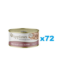 APPLAWS Cat Adult Tuna with Salmon in Broth tunas su lašiša sultinyje 72x156 g