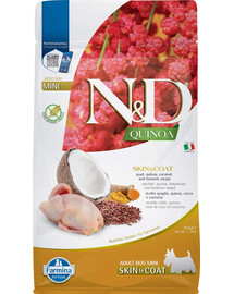 FARMINA N&D Quinoa Skin&Coat Mini Quail & Coconut mažų veislių šunims 800 g