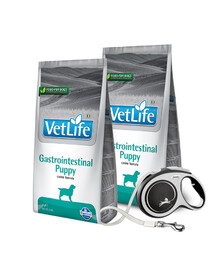 FARMINA VetLife Dog Puppy Gastrointestinal Puppy karma dietetyczna dla szczeniąt 2 x 12 kg + FLEXI New Comfort L Tape 8 m pavadėlis DOVANU