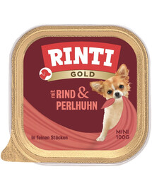 RINTI Gold Jautiena ir perlinės vištos Mini padėklas jautiena ir perlinės vištos 100 g