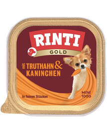 RINTI Gold Turkey&Rabbit Mini padėklas kalakutiena ir triušiena 100 g
