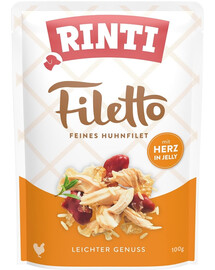 RINTI Filetto in Jelly Vištienos ir paukštienos širdelės paketėlis želė Vištienos ir paukštienos širdelės 100 g