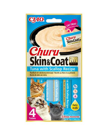 INABA Churu Skin&Coat 4x14g su tunu ir šukutėmis katėms