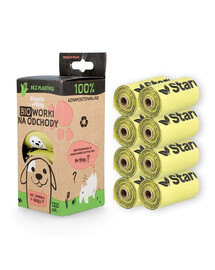 STARCH BAG Kompostuojamieji BIO maišeliai išmatoms 8 ritinėliai x 15 vnt., žali