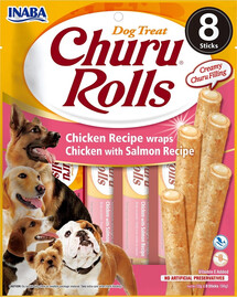 INABA Churu Rolls Chicken 8x12g vištienos ir lašišos suktinukai šunims