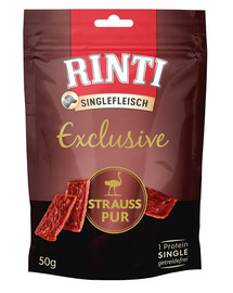 RINTI Singlefleisch Exclusive Snack Stručių skanėstas šunims 50 g