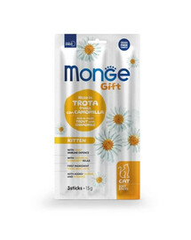 MONGE Gift Soft Sticks Kitten Upėtakis su ramunėlėmis 15 g