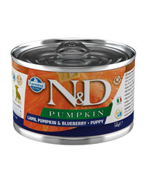 FARMINA N&D Pumpkin Puppy Lamb 140 g su ėriena, moliūgais ir mėlynėmis šuniukams