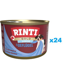 RINTI Gold Junior Poultry Mini paukštiena mažų veislių šuniukams 24x185 g