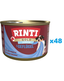 RINTI Gold Junior Poultry Mini paukštiena mažų veislių šuniukams 48x185 g