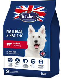 BUTCHER'S Natural&Healthy sausas maistas šunims su jautiena 3 kg