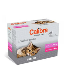 CALIBRA Cat Premium Line Kitten Multipack 12x100 g paketėliai kačiukams