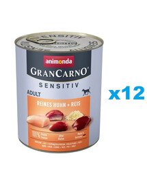 ANIMONDA GranCarno Sensitiv Pure Chicken&Rice 12x800 g vištiena su ryžiais jautriems suaugusiems šunims