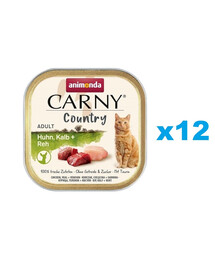 ANIMONDA Carny Country Adult Chicken, Veal, Vension 12x100 g vištienos, veršienos ir kiaulienos suaugusioms katėms