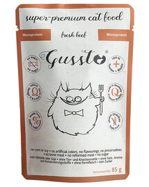 GUSSTO Cat Fresh Beef šlapias kačių maistas, šviežia jautiena 85 g