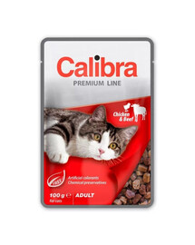 CALIBRA Cat Premium Line Adult Chicken&Beef 100 g su jautiena ir vištiena katėms