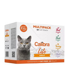 CALIBRA Cat Life Pouch Adult Multipack in gravy 12x85 g paketėliai padaže katėms