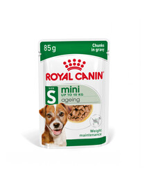 ROYAL CANIN Mini ageing 8+ drėgnas maistas padaže suaugusiems vyresniems nei 8 metų amžiaus mažų veislių šunims 12x85 g