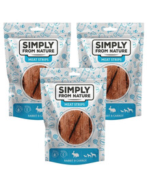 SIMPLY FROM NATURE Meat Strips Mėsos juostelės su triušiena ir morkomis šunims 3x80 g