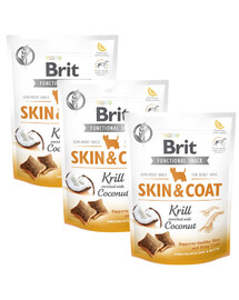 BRIT Care Dog Functional Snack skin&coat Krill 3x150 g skanėstai su kriliu kailiui