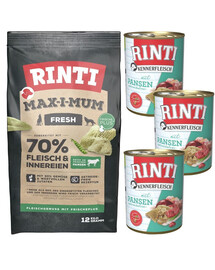 RINTI MAX-I-MUM "Rumen with rumen" 12 kg + "Kennerfleisch Rumen with rumen" drėgnas maistas 3x400 g