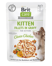 BRIT CARE Fillets in Jelly Pouch Kitten Choice Chicken 24x85g su vištiena kačiukams