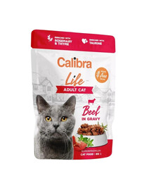 CALIBRA Cat Life Pouch Adult Beef in gravy 85 g jautiena padaže katėms