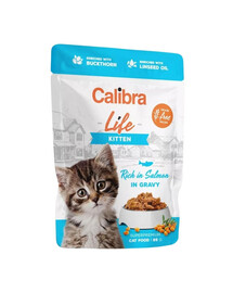 CALIBRA Cat Life Pouch Kitten Salmon in gravy 85 g lašiša padaže kačiukams