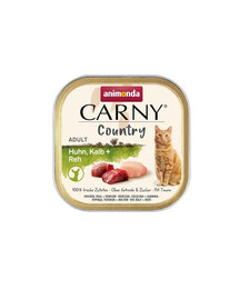 ANIMONDA Carny Country Adult Chicken&Veal&Vension 100 g vištienos, veršienos ir kiaulienos suaugusioms katėms