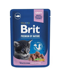 BRIT PREMIUM Pouch White Fish Kitten 24x100g su balta žuvimi kačiukams