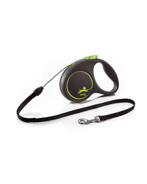 FLEXI Black Design S Cord 5 m green virvinis automatinis pavadėlis
