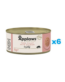 APPLAWS Cat Adult Tuna Fillet with Salmon in Jelly tunas ir lašiša drebučiuose 6x70g