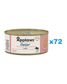 APPLAWS Cat Senior Tuna with Salmon in Jelly tunas su lašiša drebučiuose senjorams 72x70g