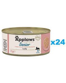 APPLAWS Cat Senior Tuna with Salmon in Jelly tunas su lašiša drebučiuose senjorams 24x70g