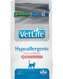 FARMINA VetLife Hypoallergenic Adult Pork Potato to visavertis dietinis ėdalas katėms 1,5 kg
