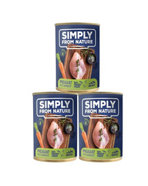 SIMPLY FROM NATURE Šlapias šunų maistas Fazanas su morkomis 3 x 400 g