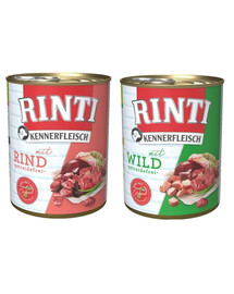 RINTI Kennerfleisch 12 x Žvėriena 800 g + 12 x Jautiena 800 g